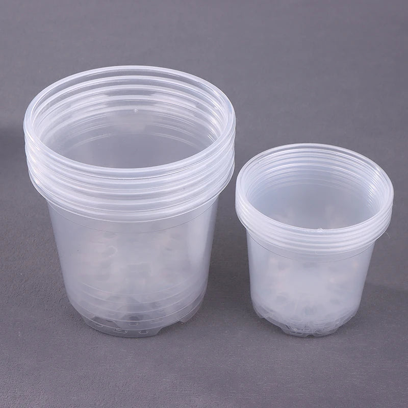 5Pcs Transparent Plastic Flowerpot Drainage Hole Pot Gardening Root Growth Visibility For All Plants Water Damage Protection Qme