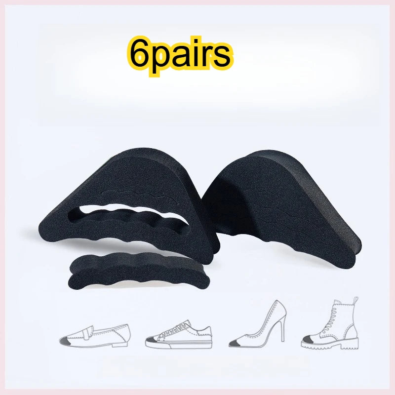 Toe Fillers For Too Big Shoes,Adjustable Shoe Size Reducer Inserts For People,Anti-Slip Pain Relief Pads For High Heels,Loafers Qme Black 6pairs