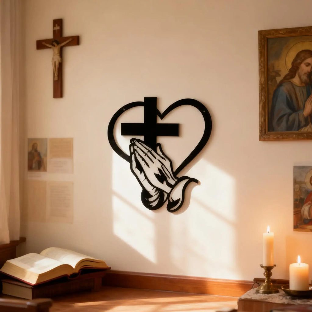 Christian Wall Sculpture Religion Inspiring Heart Art Iron Dining Qme