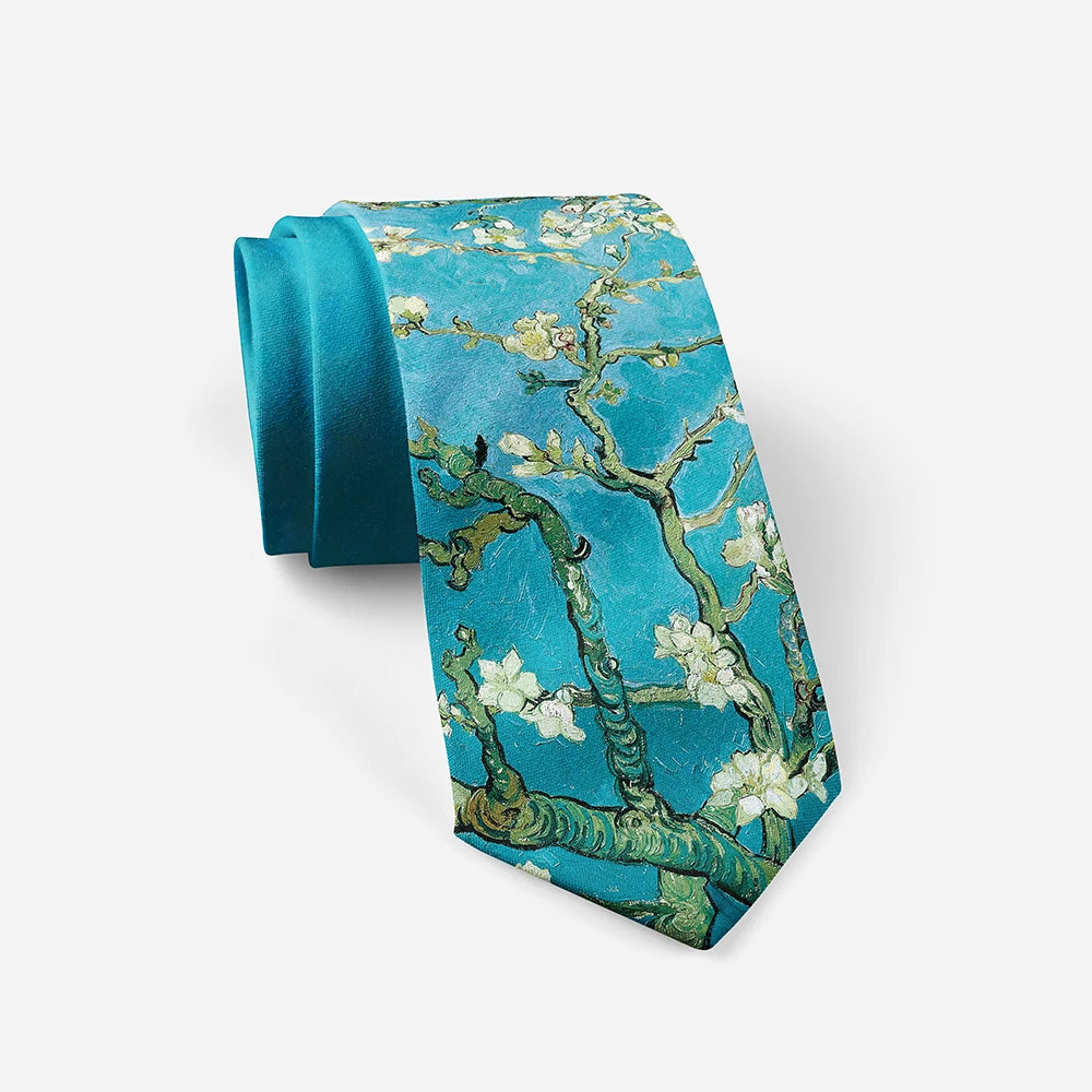 Retro Art Oil Painting Floral Print Tie Fashion Business Wedding Qme