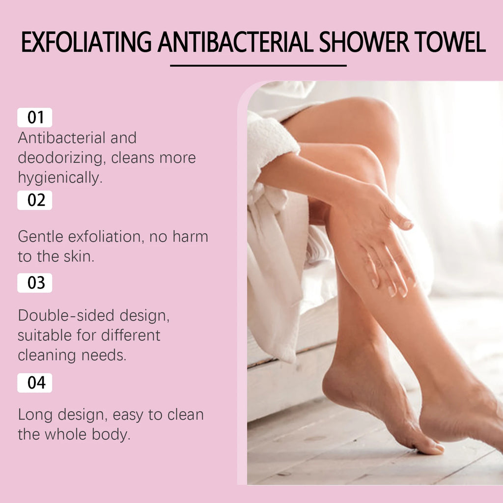 Back Scrubbing Towel Durable Exfoliating Body Towel Cleansing Skin Polishing Cloth Oil Control Dirt Removal Bath Accessories Qme