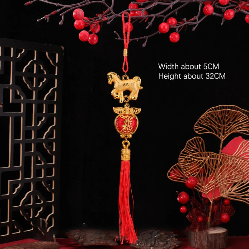 1/10Pcs 2026 Year Of The Horse Wall Hanging Car Ornament Chinese New Year 3D Horse Lantern Red Gold Pendant Lucky Decor Gifts Qme A8