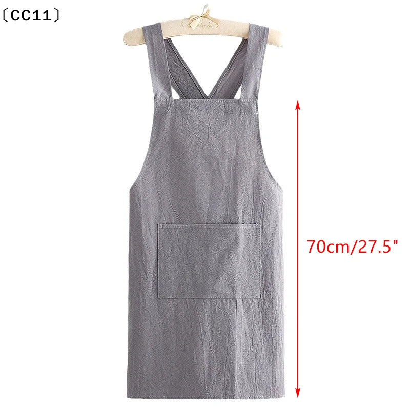 Cooking Cotton Kitchen Aprons Breathable Wear Resistant Adult Waist Qme
