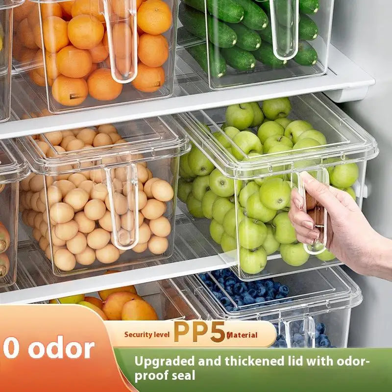 Clear Plastic Fridge Storage Box Kitchen Refrigerator Organizer Qme