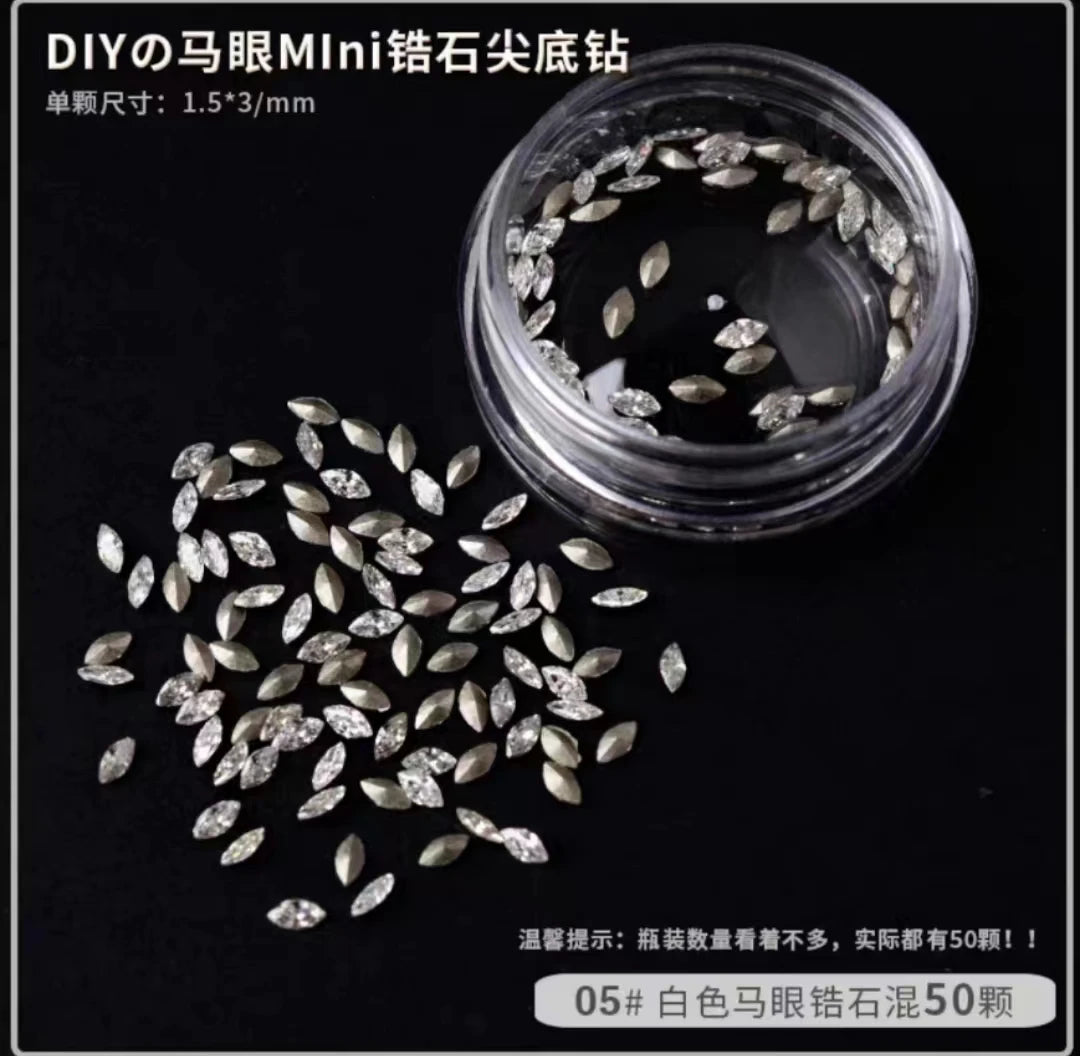Mini Zircon Diamond Nail Art Jewelry Colorful Decoration Qme horse eye 50
