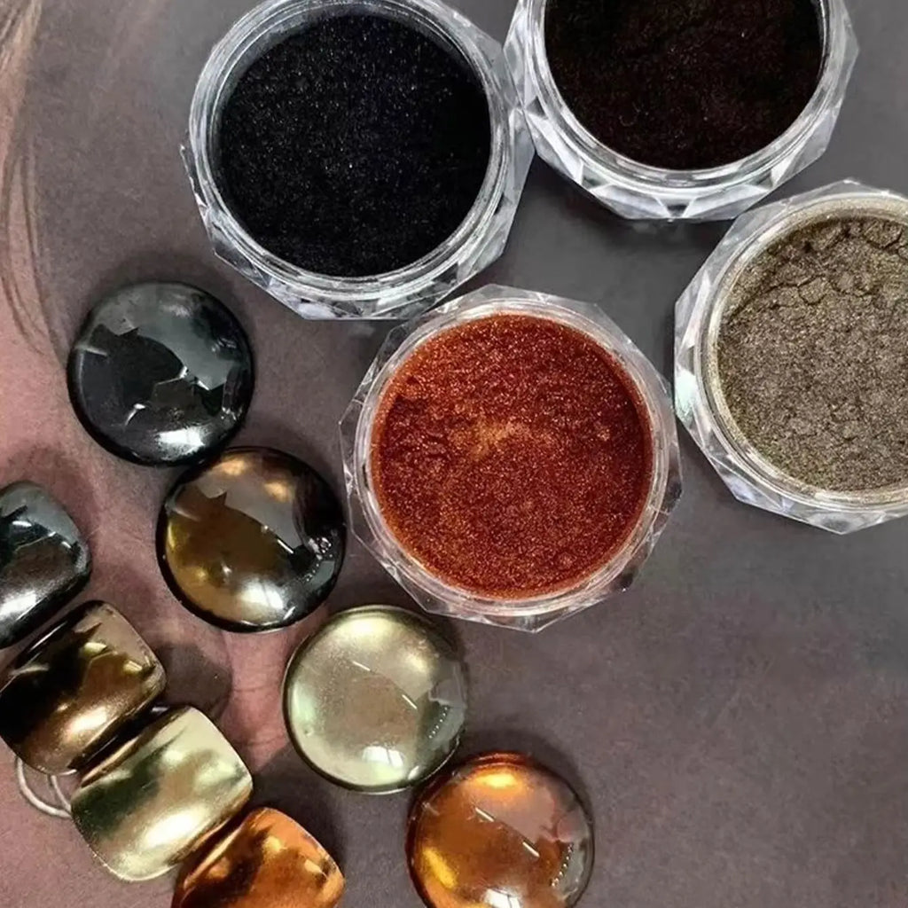Metallic Magic Mirror Chrome Nail Art Powder Autumn Winter Brown Qme