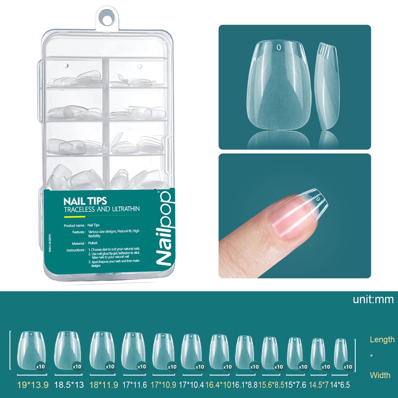Nailpop Soft Gel Tips Nails Acrylic Material Half Almond Artificial Qme Coffin 002-120pcs