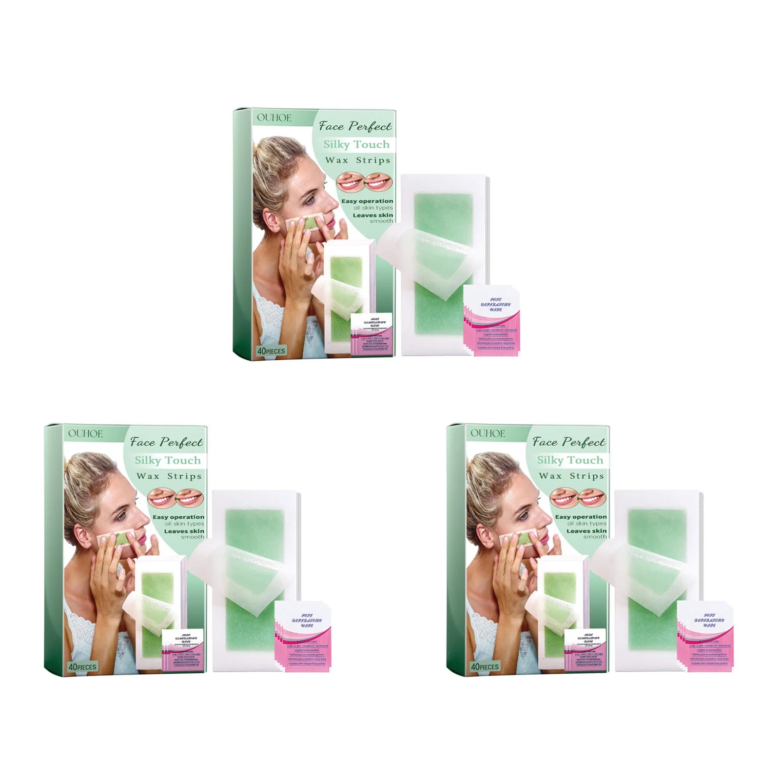 40Pcs Depilatory Wax Strips Silky Touch Wax Strips Facial Hair Removal Wax Paper For Face Neck Arm Leg Body Beauty Tools Qme 120pcs