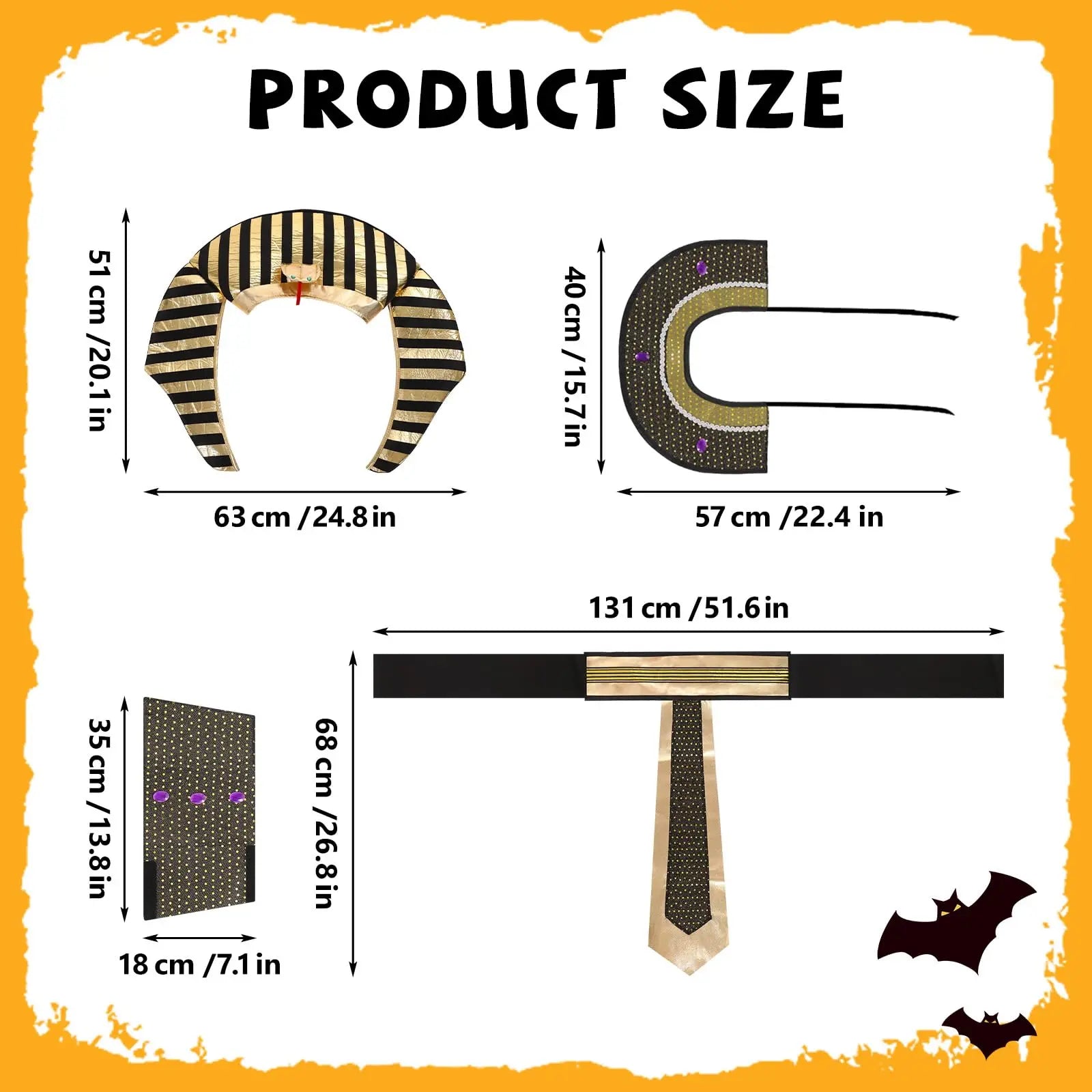 Egyptian Cleopatra Costume Accessories Pharaoh Headpiece Collar Belt Cuffs Halloween Anubis Sphinx Egypt King Tut Qme