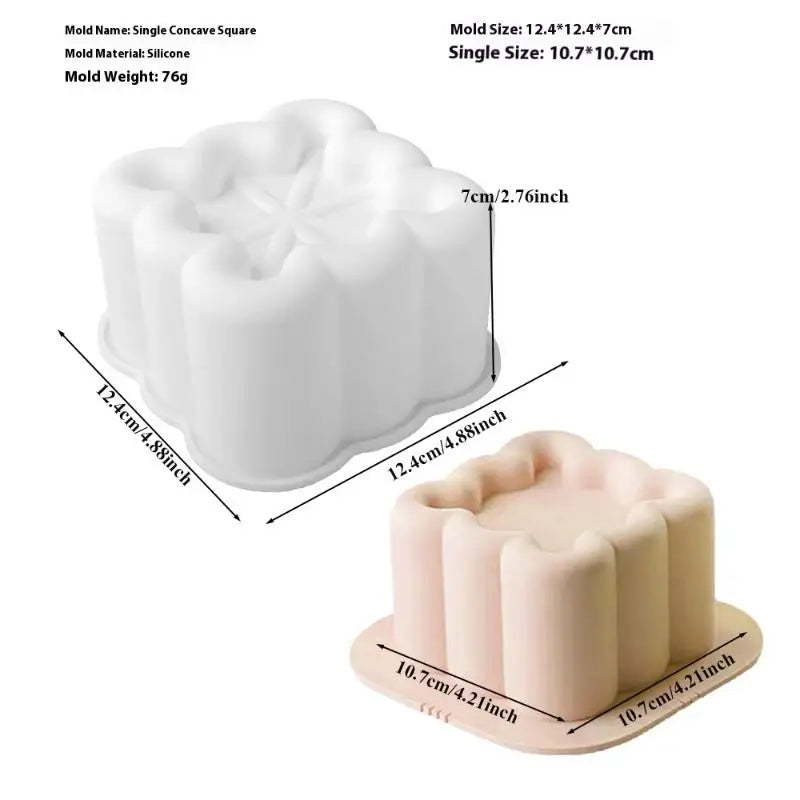 Flower Heart Square Star Shape Bento Cake Silicone Mold Chocolate Qme Square White