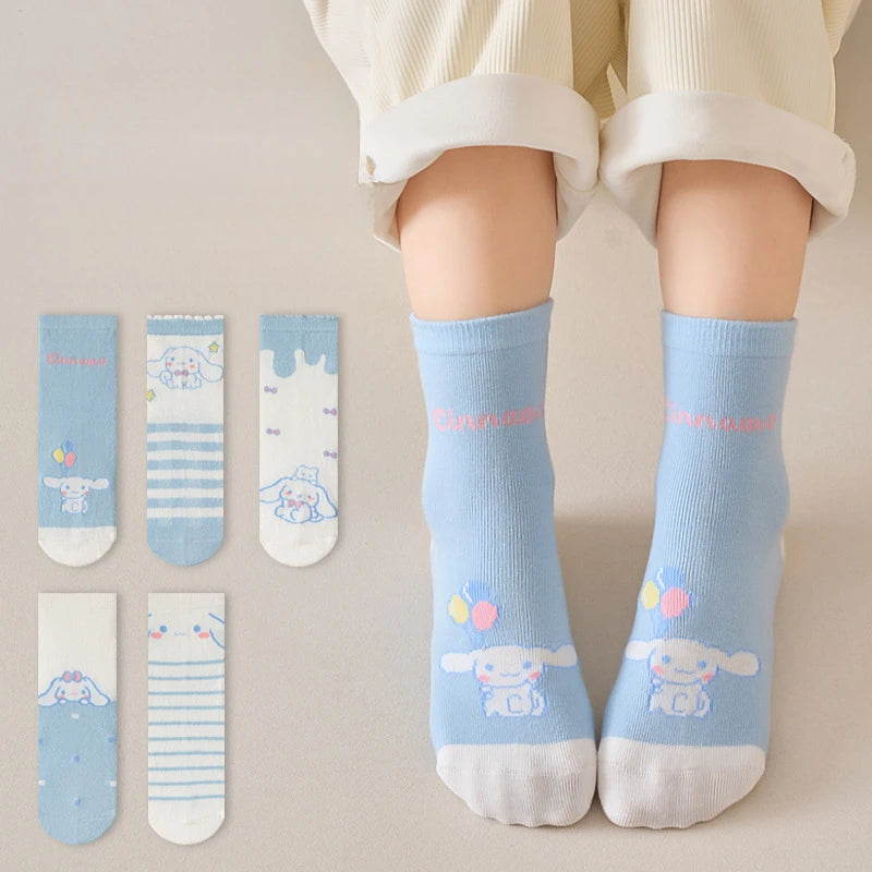 Hello Kitty Kuromi Socks Spring Fall Casual Men's Women's Qme 1 5 pairs Sizes