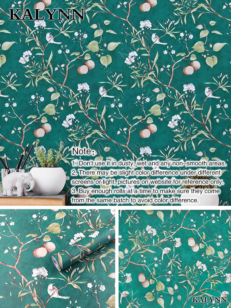 Green Floral Contact Paper Vinyl Peel Stick Wall Vintage Self Qme 101A 3mx45cm(9.8ftx17in)