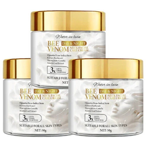 Bee Venom Neck & Facial Care Cream for Efficient Firming & Repair, with Collagen & Hyaluronic Acid. Qme YELLOW 50g