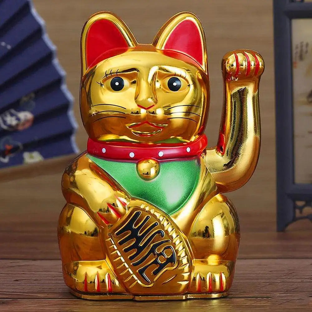 Chinese Lucky Cat Decoration Waving Arm Statue Figurine For Home Car Ornaments Golden Cashier New Store Opening Gift Qme Bright Gold