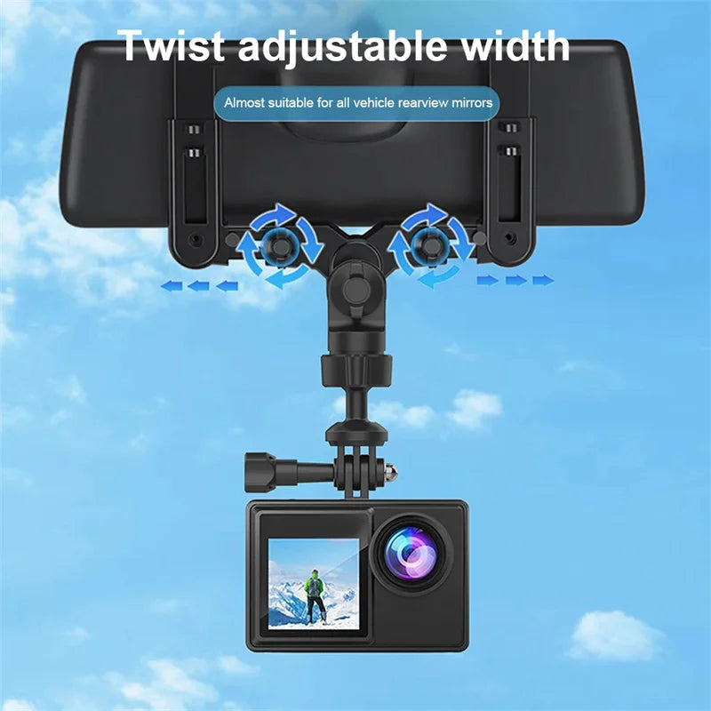 Sports Camera Bracket 360 Adjustable Car Rearview Mirror Driving Qme