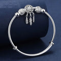 Fine 925 Sterling Silver Dreamcatcher Tassel Feather Lucky Bead Bracelet Bangle for Women Fashion Original Jewelry Couple Gifts Qme Default Title