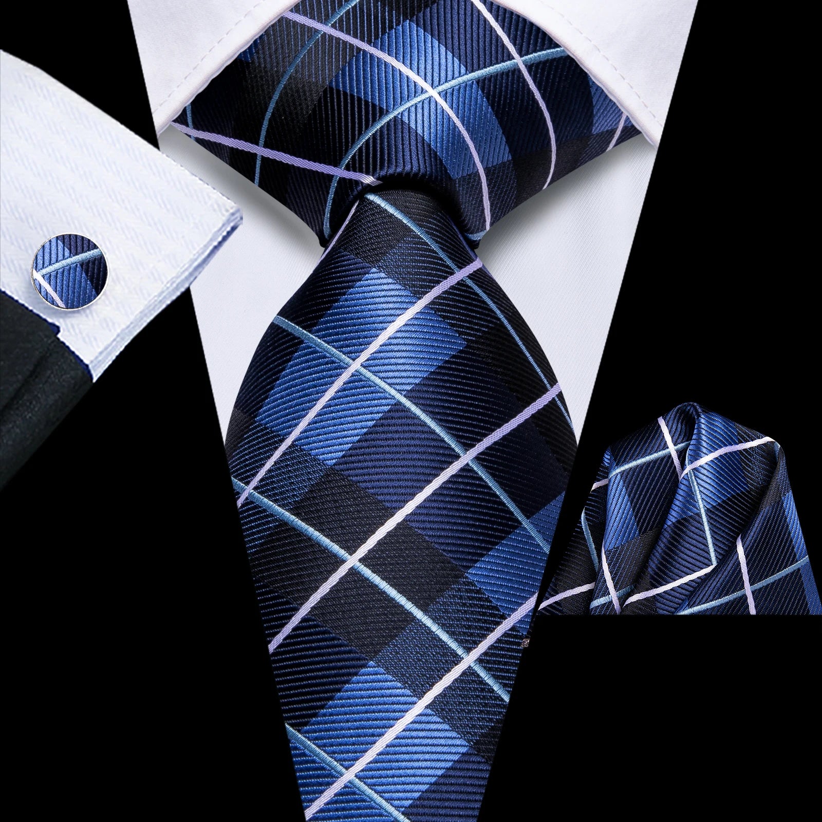 Hi-tie Striped Rose Blue Pink Business Mens Tie Jacquard Necktie Qme HT-N-3984