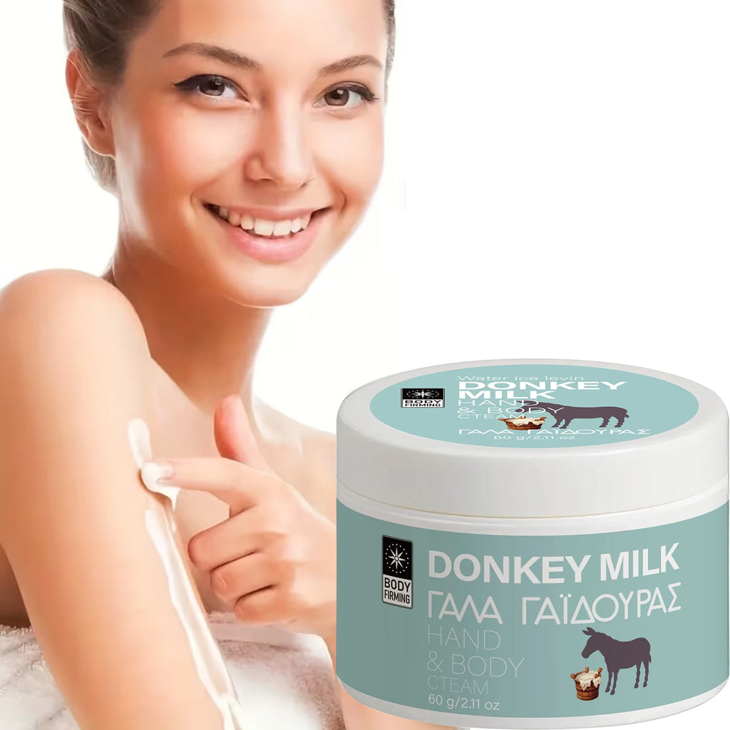 Donkey Milk Hand & Body Cream, Moisturizing & Firming Cream with Hyaluronic Acid & Coconut Oil for Nourished Skin Qme