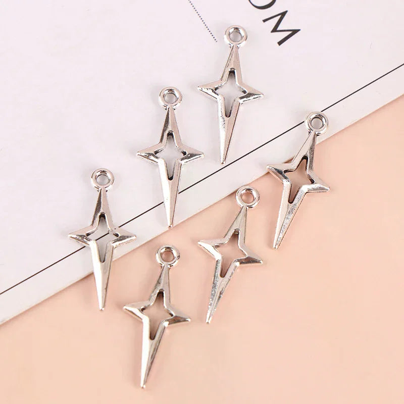 40pcs 23x10mm Antique Silver Color Openwork Star Charms For Jewelry Making Diy Accessories Qme
