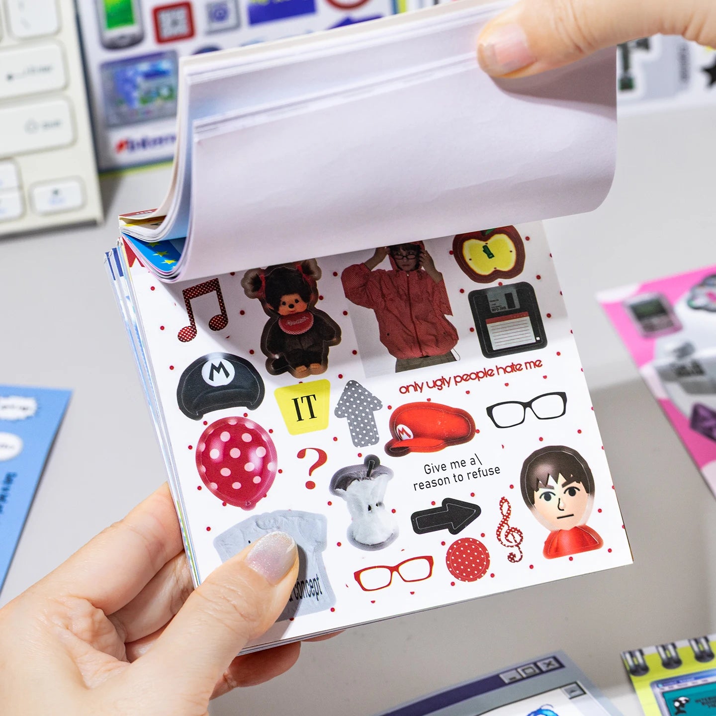 Colorful Market Theme Die-Cut Stickers Book 20 Pcs for DIY Decorative Scrapbook Phone Case Collage Aesthetic Stationery Stickers Qme 2A