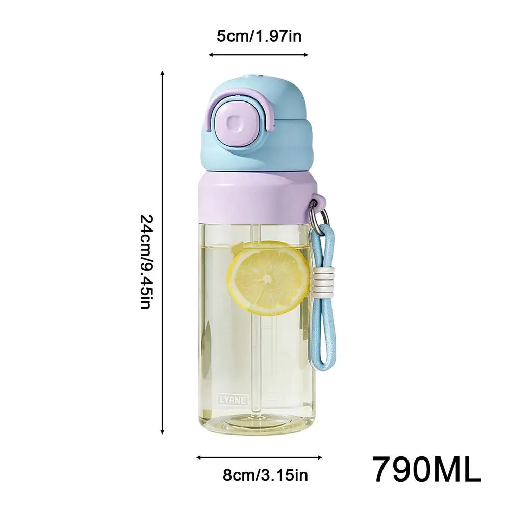 Sport Bottle Straw Spout Leak-Proof Drop-Resistant Drinkware Outdoor Bottle With Water Misting For Teens Students Men Fitness Qme China Mainland 790ml black