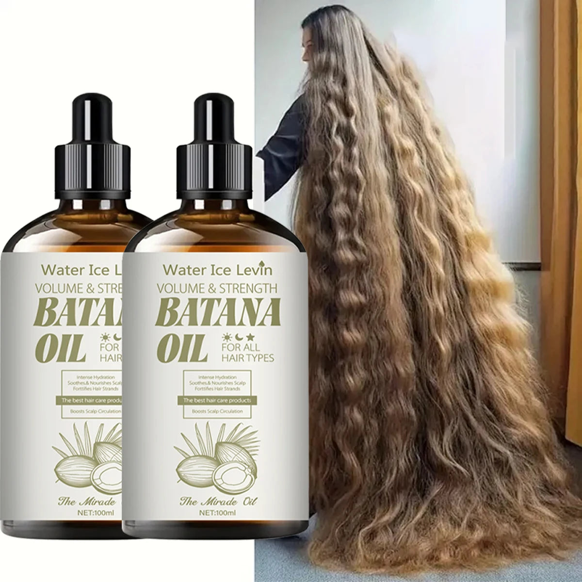 Volumizing Batana Oil Hair Treatment - Strengthening & Moisturizing with Coconut & Jojoba Oils for All Hair Types - Adds Shine Qme