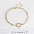 Gold/Silver/Rose Gold Shiny Cubic Zirconia Hollowed Out Five Leaf Flower Bracelet Simple for Woman Party Fashion Jewelry Clover Qme Gold