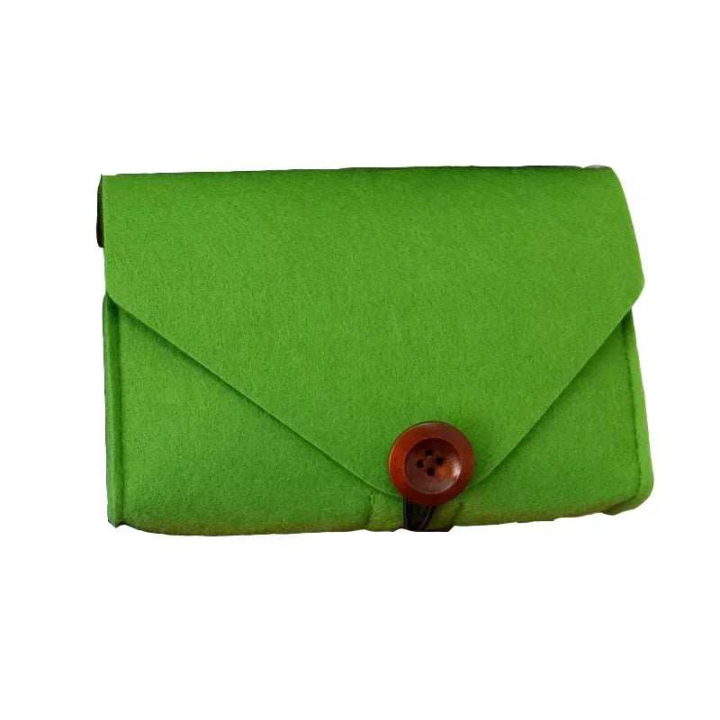 USB Data Cable Mouse Pouch Mini Felt Travel Multifunction Organizer Bag Key Coin Package Chargers Storage Bags Qme green