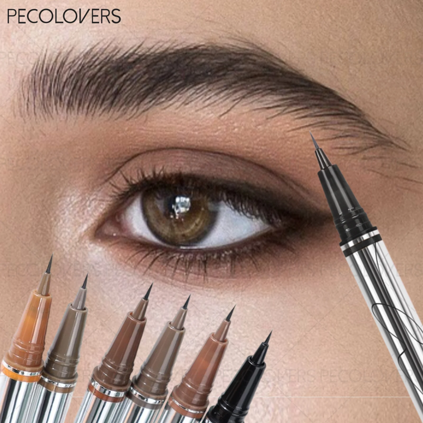 Quick-dry Liquid Eyebrow Pen Ultra-fine Pencil Grayish Brown Black Qme