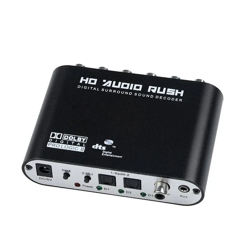 DTS AC3 Decoder Digital Fiber Coaxial To Analog Audio Converter 5.1 Channel AC3 Digital Conversion 24 Bit Audio DSP Qme black