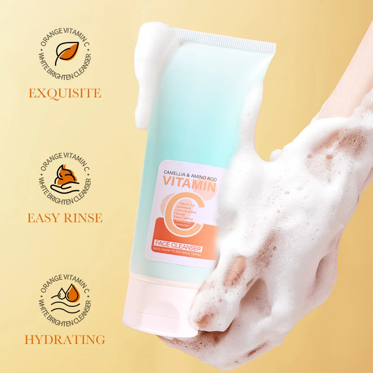 Pure Herbal Vitamin C Facial Cleanser Hyaluronic Acid Deep Cleansing Qme