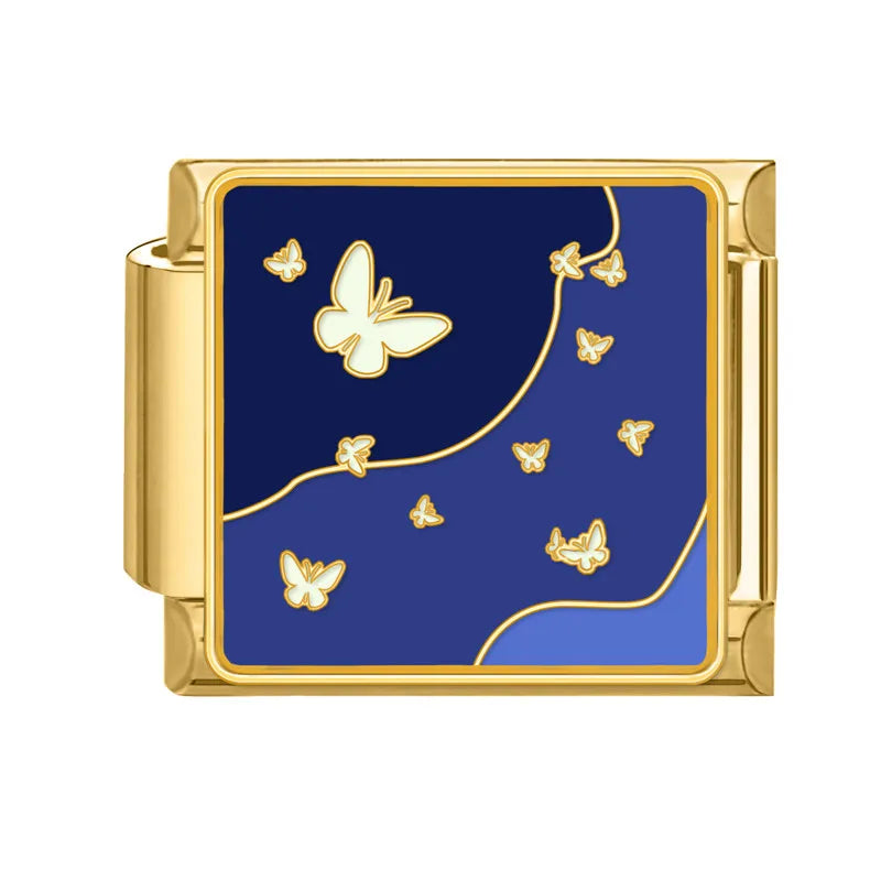 2025 Women Fashion Heart Taichi Blue Sea Scenery Moon Flower Night Sky Italian Charms Fit 9mm Stainless Steel Bracelet Jewelry Qme Style 4
