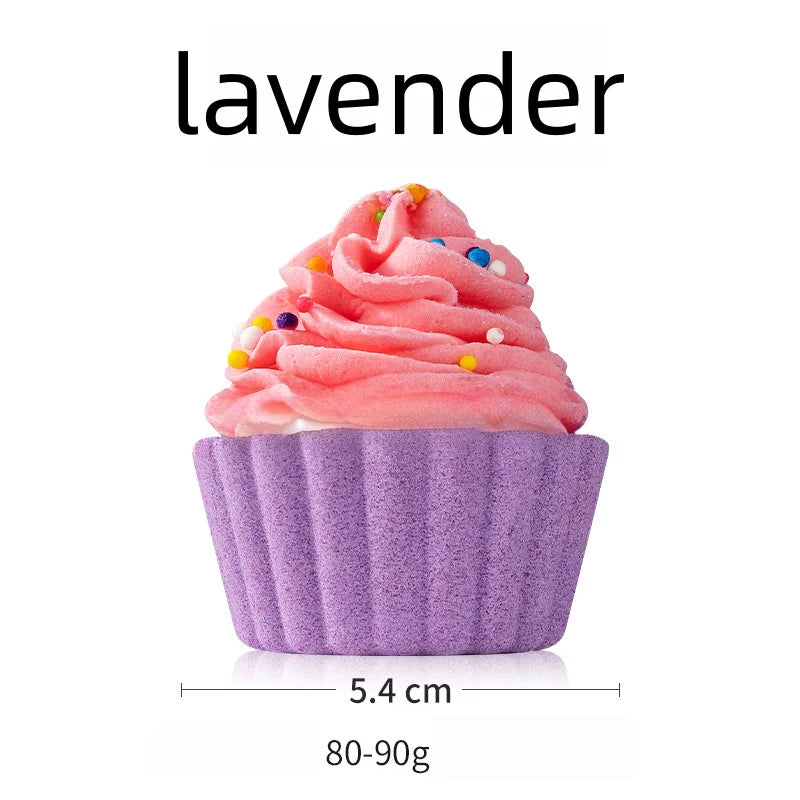 Cute Cake Bath 80g Handmade Fizzy Bath Ball for Children Natural Essential Oil Bubble Bath Salt Spa Gift for Kids Women Qme 80g lavender 80G