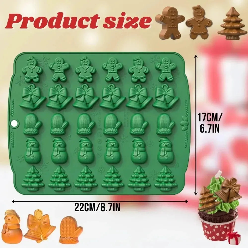 Christmas Silicone Candy Mold Gingerbread Tree Snowman Reusable Food Qme