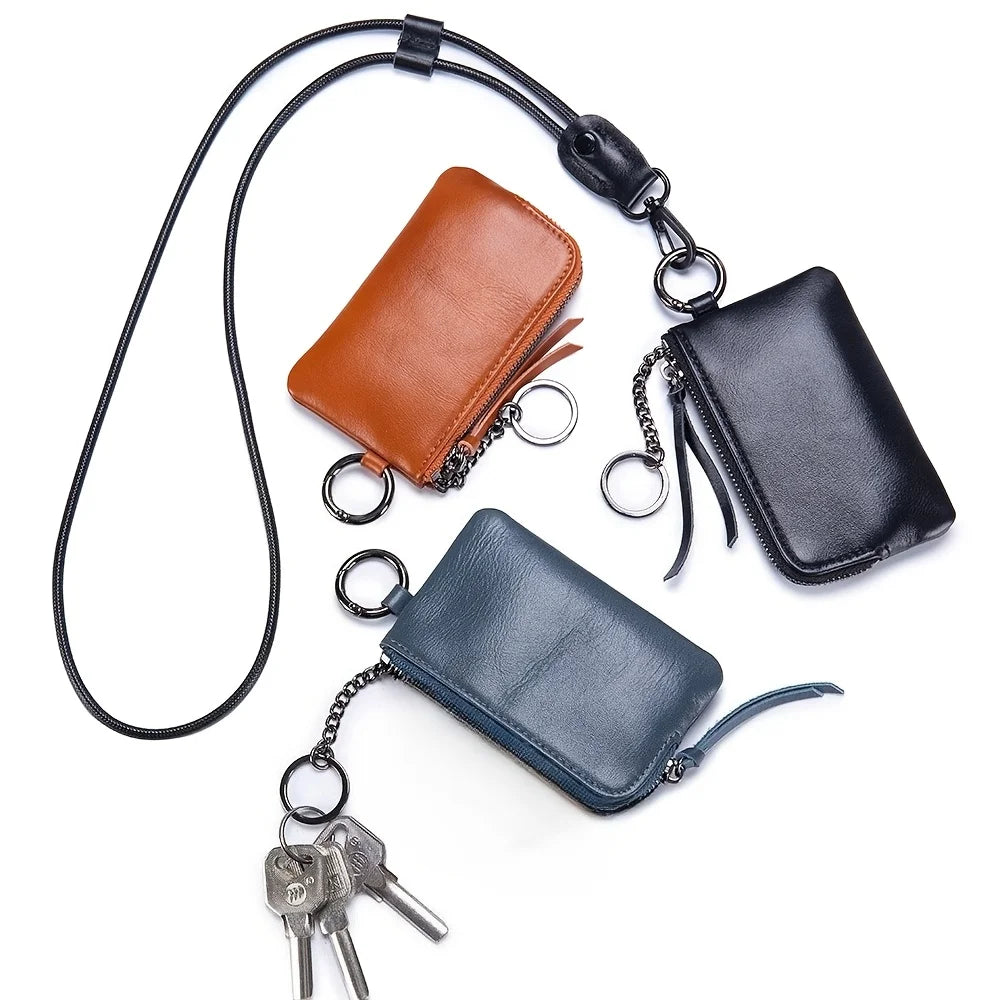 1pc Faux Leather Neck Wallet / Mini Coin Purse Keychain Card Holder / Soft Compact Travel Essential / Perfect Gift for Women Qme