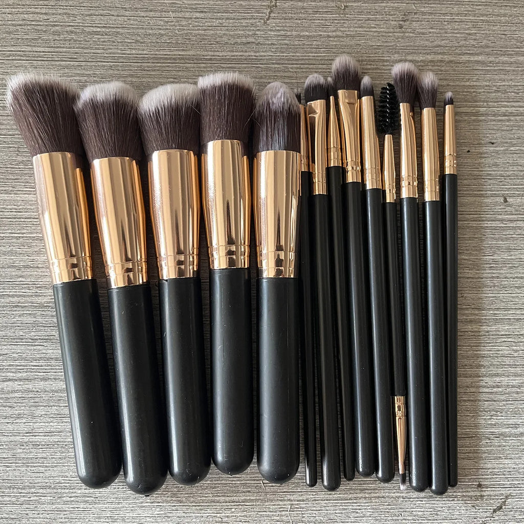 Makeup Brushes Soft Fluffy Foundation Blush Eyeshadow Blending Female Qme Gold Black China Mainland
