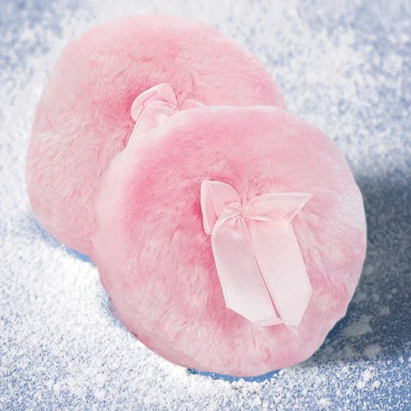 Plush Makeup Puffs Professional Bowknot Round Cosmetic Soft Fluffy Qme