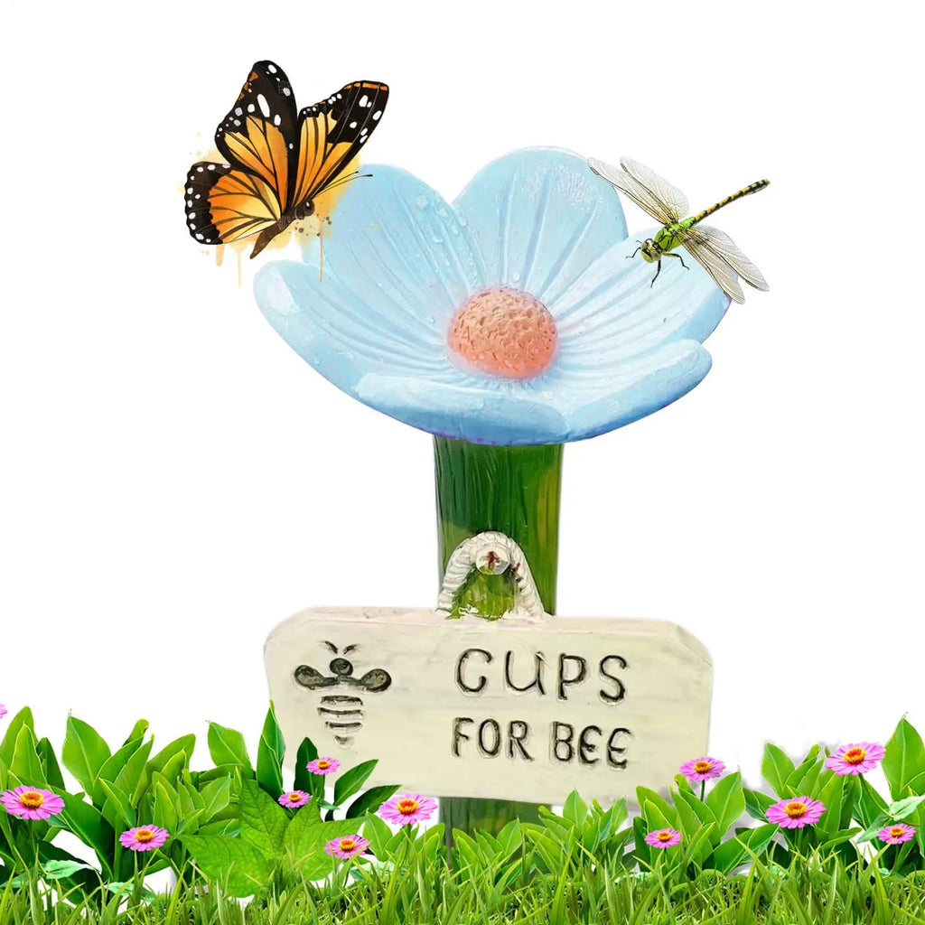 Bee Waterer Flower Shaped Bee Feeder Drinking Cups Hygienic Colorful Thirsty Pollinators Feeder Cups for Garden Lawn Patio Farm Qme