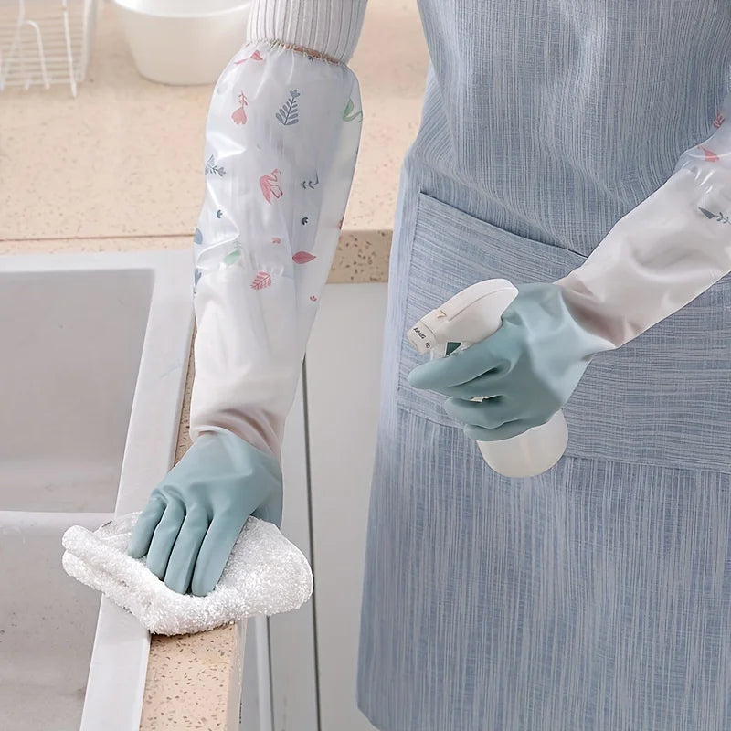 Long Sleeve Rubber Gloves, Reusable Dishwashing Gloves,Kitchen Oven Pet Cleaning Gloves,Kitchen,Kitchen Items,Cleaning, Kitchen Qme