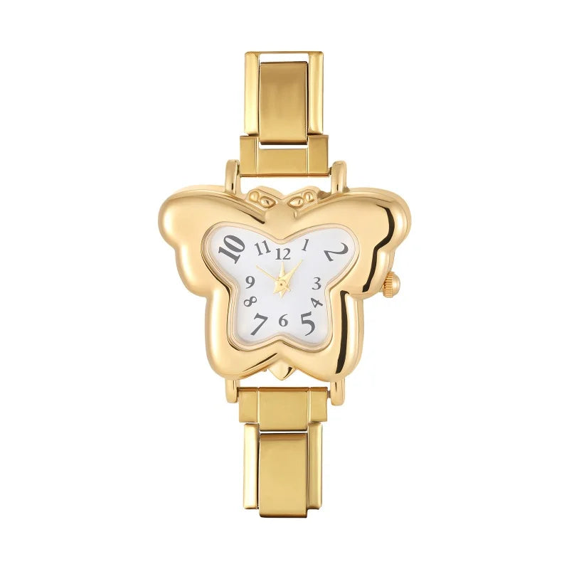 Y2K Colorful Digit Dial Women Stainless Steel Butterfly Shape Watch