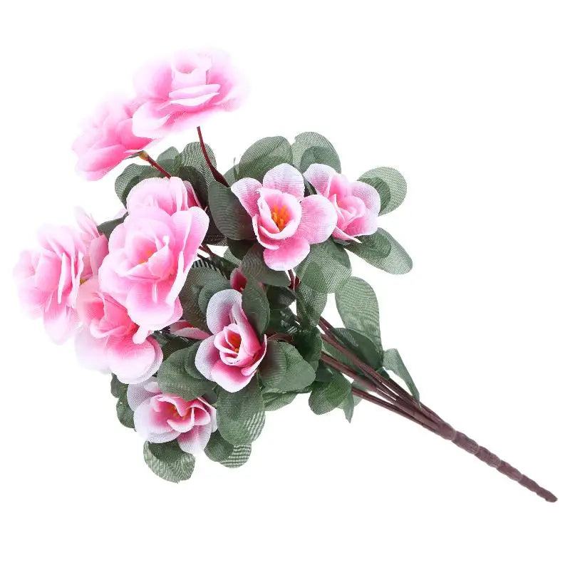 Artificial Azalea Flowers Bouquet Fake Rhododendron Outdoor Garden Qme Light pink