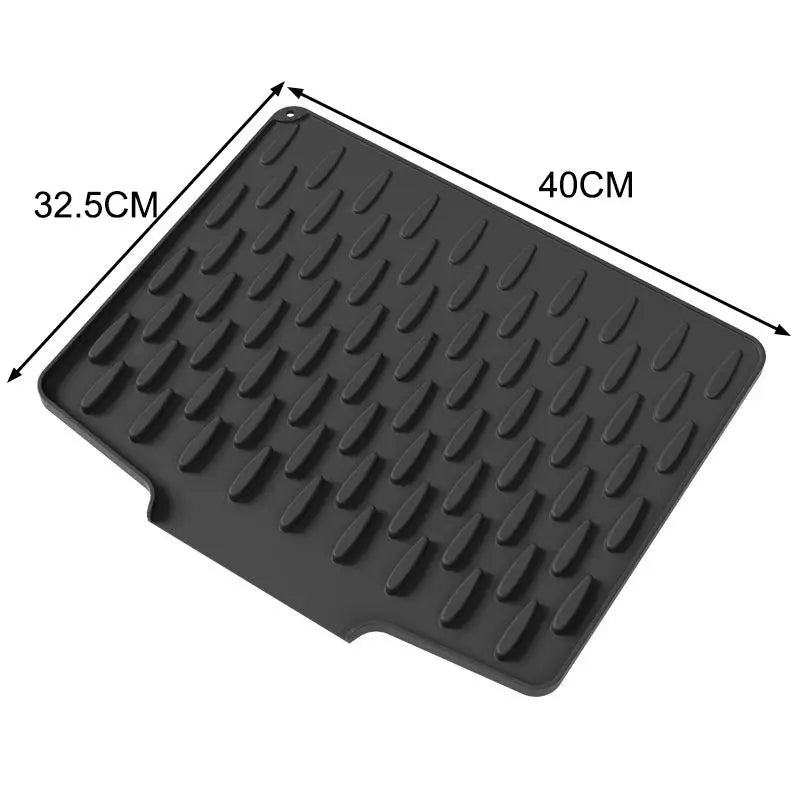Silicone Dish Drying Mat Tilted Design Efficient Water Drainage Qme 1pcs black XL