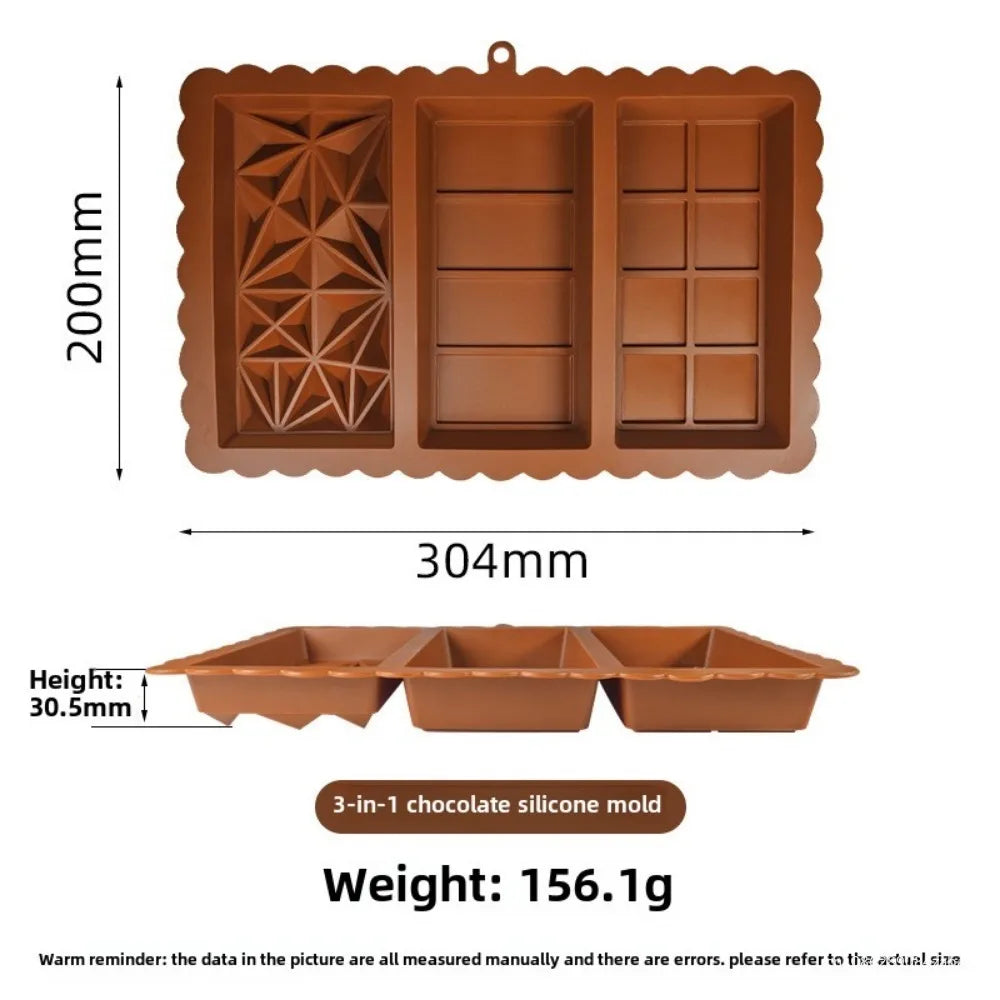 3-in-1 Silicone Chocolate Bar Mold Dubai Luxury Candy Break Apart Qme