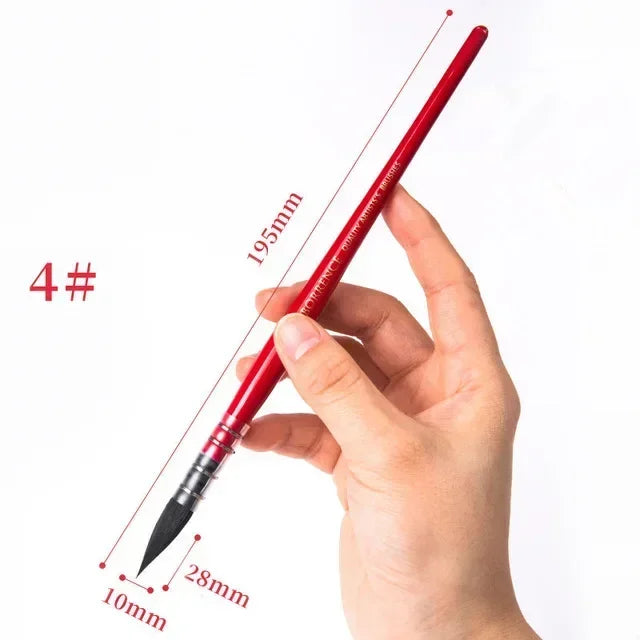 Squirrel Hair Watercolor Brush Artist Painting Red Pointed Children's Qme 4