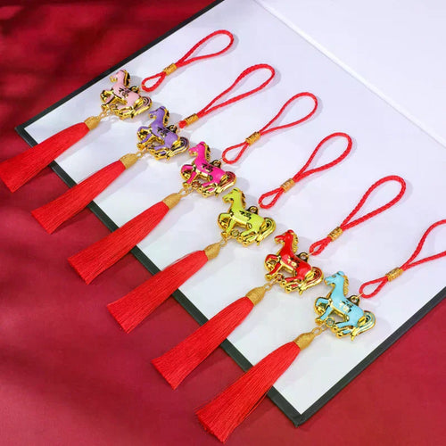 1/6Pcs 2026 Year Of The Horse Wall Hanging Ornament Pendant Lucky New Year Oil-Drip Horse Pendant Decor Home Hanging Supplies Qme