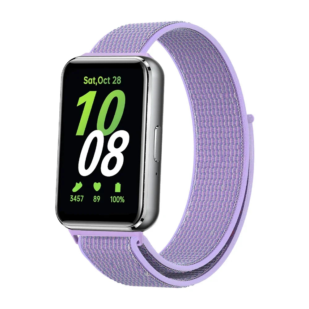 Nylon Loop Strap for Samsung Galaxy Fit 3 Adjustable Elastic Bracelet Watchband for iWatch Samsung Galaxy Fit3 Band Accessories Qme Lilac For Galaxy Fit3