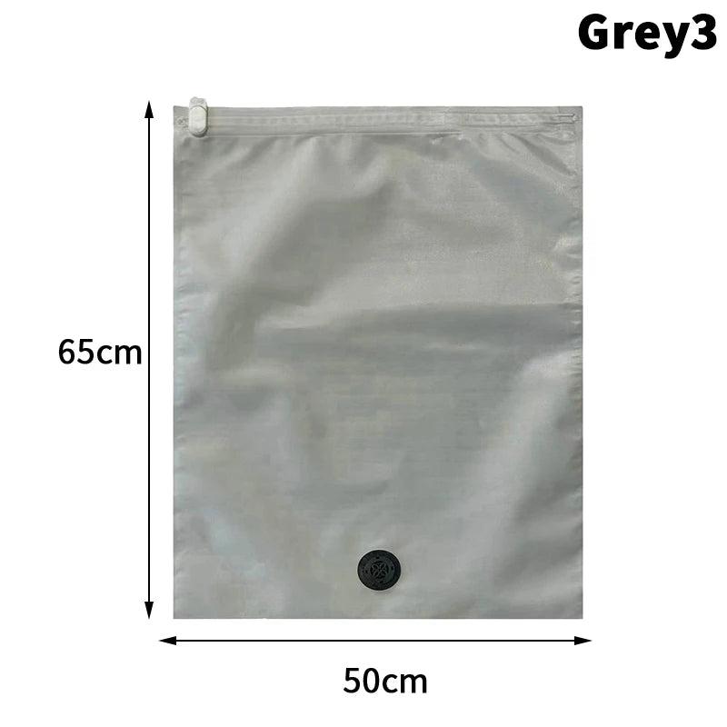 Reusable Hand Roll Vacuum Bags For Travel Waterproof Vacuum Compression Bag Luggage Vacuum Wardrobe Clothing Storage Bag Qme lightgreyL