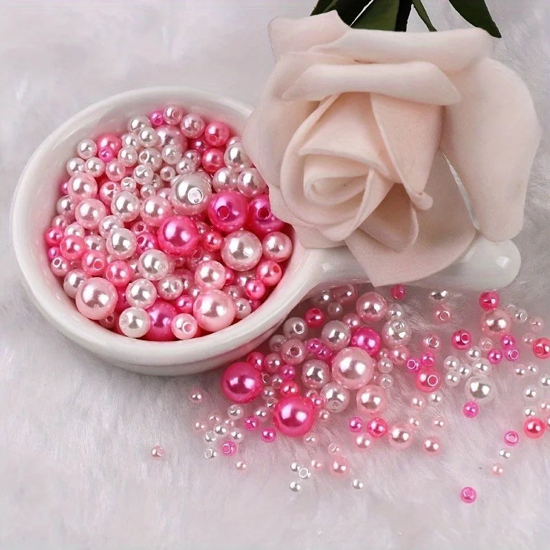 150pcs Pearl-like beads, double-hole round loose beads, suitable for making accessories for DIY products. Qme