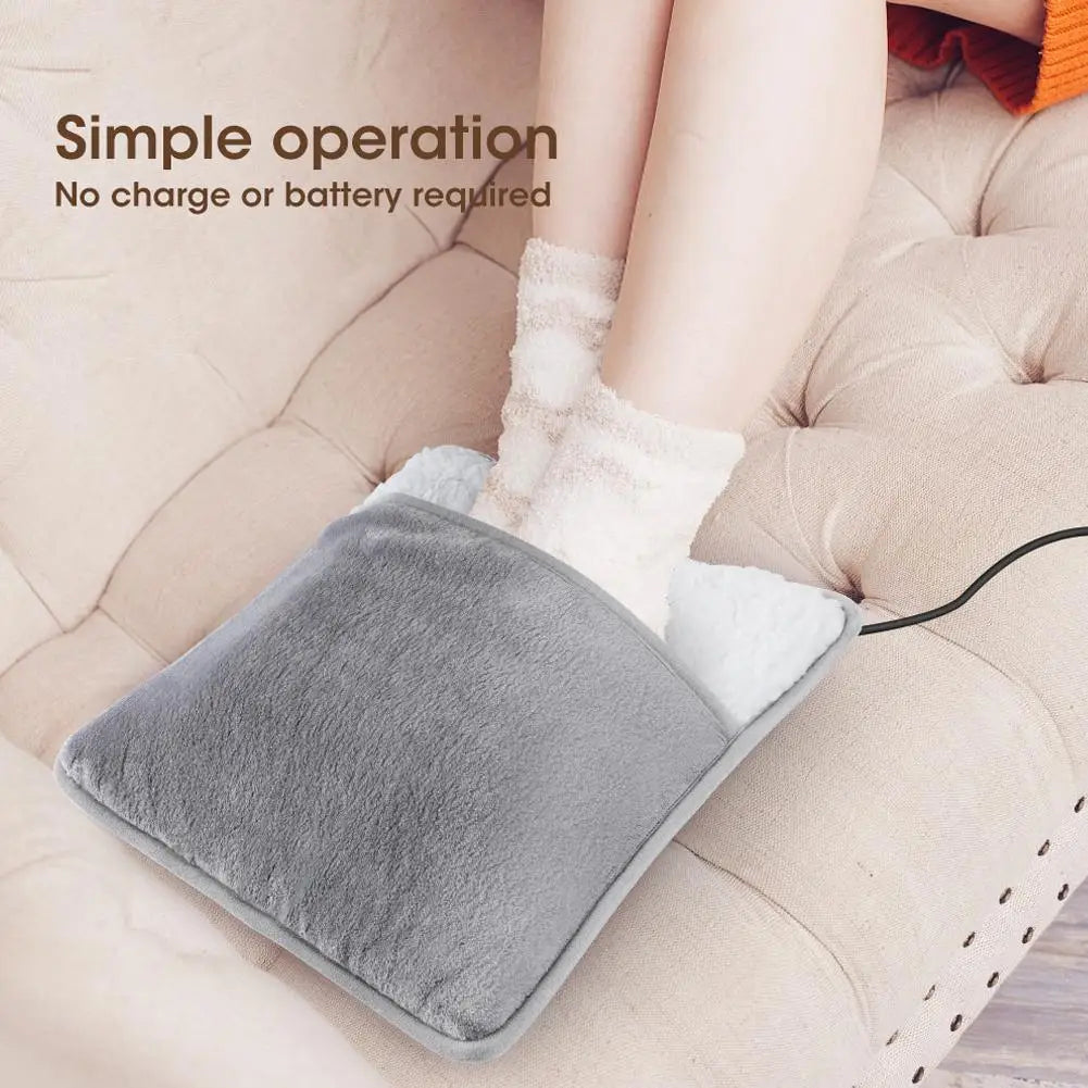Winter Electric Foot Heating Pad USB Charging Soft Plush Washable Foot Warmer Heater Improve Sleeping Household Foot Warming Mat Qme