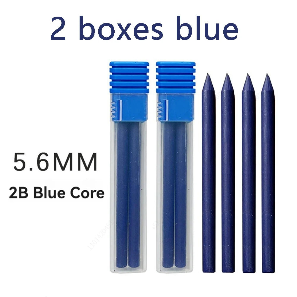 4Pcs/Box 5.6mm 2B/4B/6B/8B Solid Mechanical Pencil Replaceable Lead, Mechanical Pencil Lead Marking Architectural Accessory Qme 2 box blue